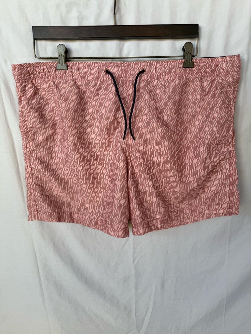 Men's Pink Geometric Drawstring Swimsuit